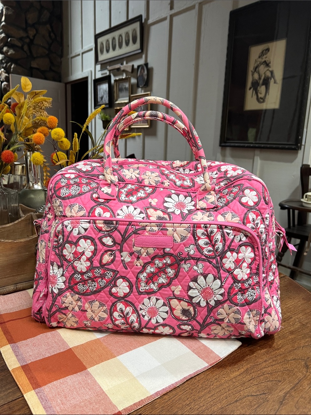 Vera Bradley Weekender Bag in Retired Blush Pink Pattern